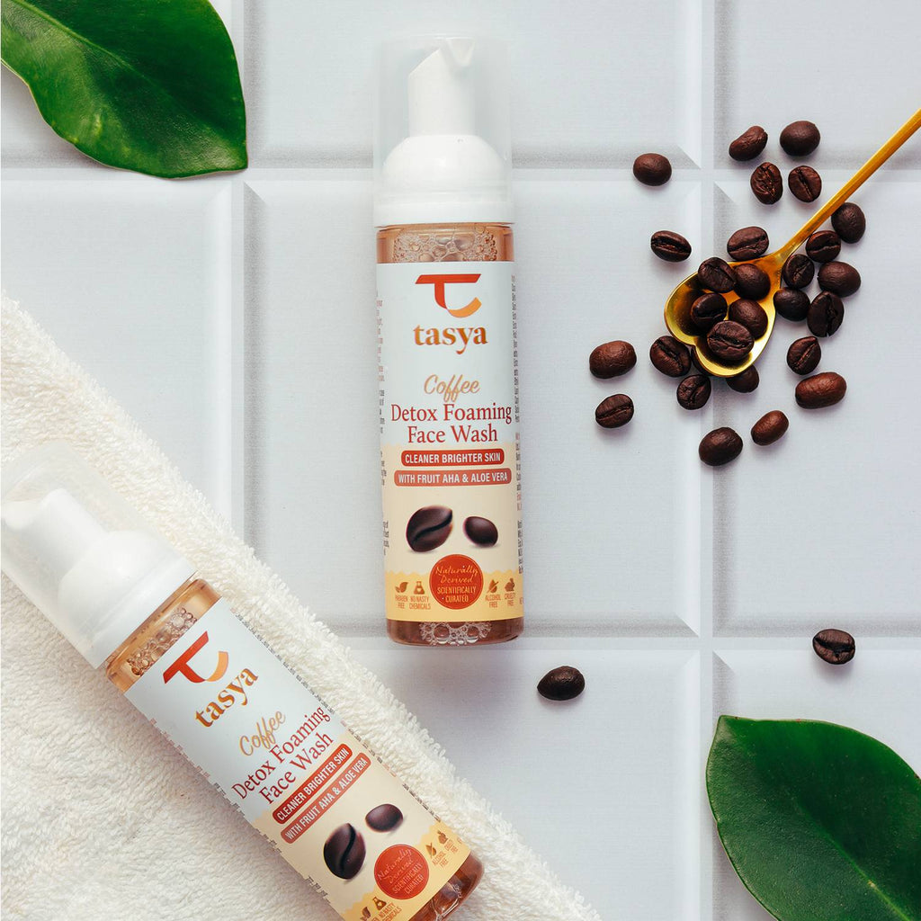 Tasya Coffee Detox Foaming Face Wash | Cleaner Brighter Skin | With Fruit AHA & Aloe Vera