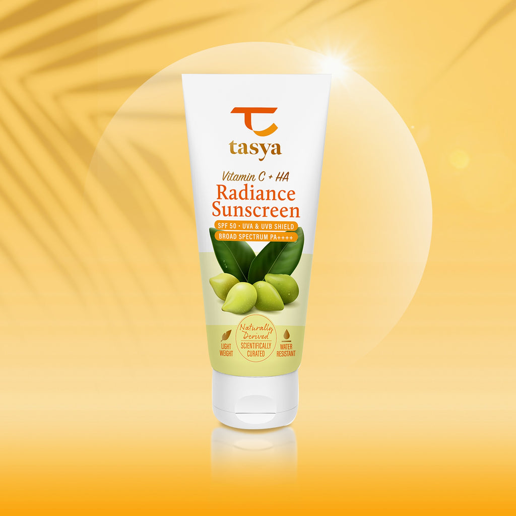 Tasya Vitamin C + Hyaluronic Radiance Sunscreen SPF 50 – Ultra Lightweight Sunscreen Gel Cream – Broad Spectrum UVA UVB Shield I PA++++